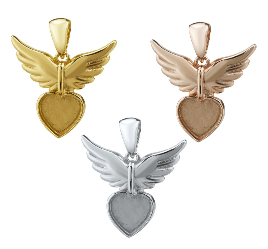 Angel heart necklace pendant