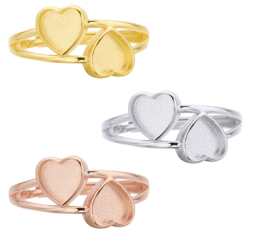 2 heart keepsake ring