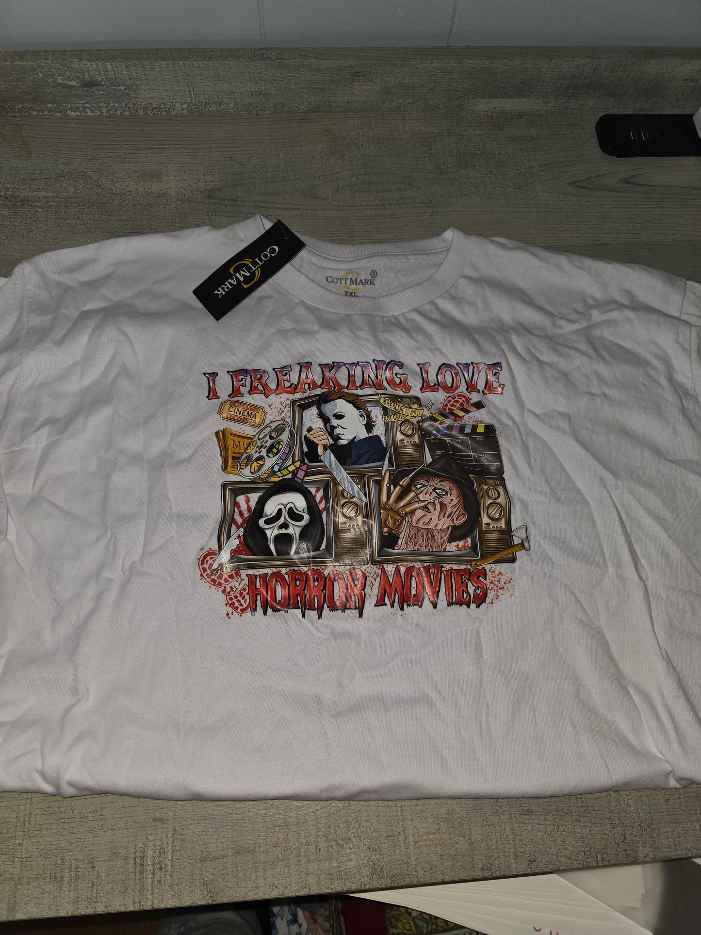 2xl Shirt "I freaking love horror movies"