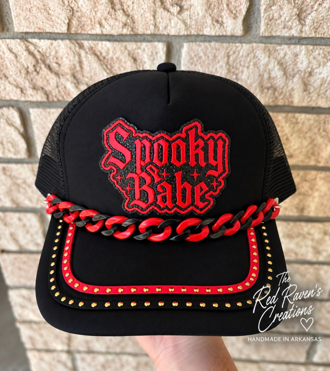 Red "Spooky babe" trucker hat
