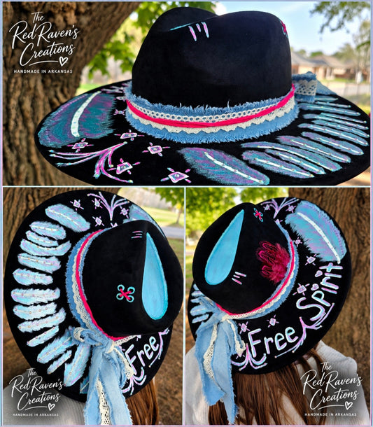 "Free spirit" Feather Wide brim Fedora hat