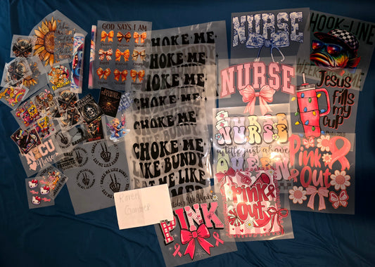 (49) piece DTF T-shirt print bundle
